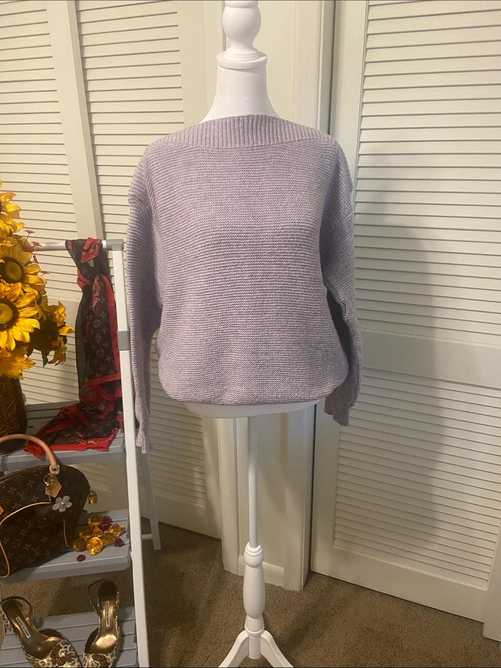 Light Lavender Crewneck Sweater - Women's Knit Pullover